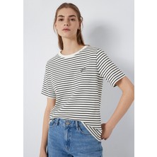 Mavi Mavi Logo Baskılı Çizgili Tişört 1613715-85143