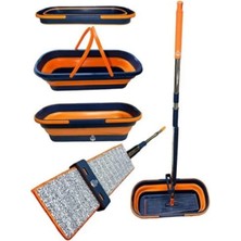 Normadia Kendinden Sıkmalı Katlanabilir Mop ve Tekerlekli Kova Seti, Mikrofiber Yedek Bezli