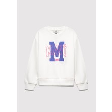 Mavi M Logo Baskılı Ekru Sweatshirt 7S10118-70057