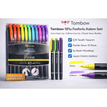 Tombow Coat 10’lu Çift Uçlu Fosforlu Kalem Seti – 5mm & 0.8mm Neon Renkler