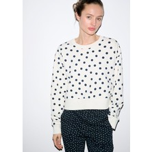 Mavi Puantiyeli Ekru Sweatshirt 1S10534-91576