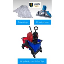 Normadia Çift Kovalı Plastik Temizlik Arabası ve Mop Seti Hediye