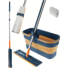 Normadia Kendinden Sıkmalı Katlanabilir Mop Seti Tekerlekli Kova ve Yedek Bez