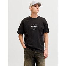 Jack & Jones Jack Jones Jcoclub Front Prınt Tee Ss Crew Neck Erkek Siyah Tshirt 12289868-02