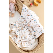 Bondberro Çift Taraflı Interlok Örtü & Battaniye %100 Pamuk Oeko-Teks Sertifikalı 100 x 85 cm ( Uzay )