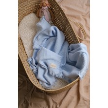 Bondberro Müslin Örtü & Battaniye 4 Katlı Saçaklı %100 Pamuk Organik Oeko-Teks Sertifikalı 120 x 100 cm ( Bebe Mavisi)
