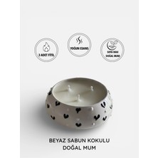 Medu Candles Beyaz Sabun Kokulu Seramik Kalpli Dekoratif Doğal Soya Wax Mum 400G