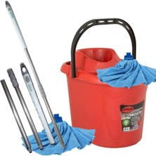 Normadia Büyük Boy Sıkmalı Kovalı Temizlik Seti, Mikrofiber Havlu ve Demonte Metal Sap