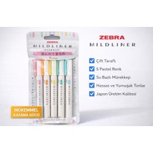 Zebra Mildliner 5’li Pastel Renk Çift Taraflı Fosforlu Kalem Seti – Japon Üretim