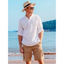 Veralya Erkek Uzun Kollu Hakim Yaka Düğmeli Erkek Müslim Gömlek