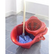 Normadia Endüstriyel Tekerlekli Çift Hazneli Sıvı Kovası ve Mikrofiber Mop Seti