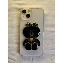 Ayis Aksesuar Fiyonklu Ayı Tasarım Aynalı Telefon Tutucu - Gold Kenarlı Dekoratif Stand