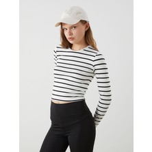 Lc Waikiki Yeni Sezon Bisiklet Yaka Çizgili Kadın Crop