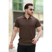 Veralya Erkek Fermuarlı Yakalı Kısa Kollu Tshirt