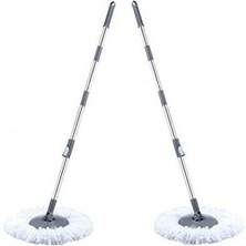 Normadia Döner Başlıklı Temizlik Seti 2’li, Sap ve Mikrofiber Püsküllü Yedek Mop