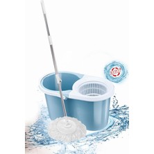 Normadia F139 Balerina Otomatik Sıkma Mikrofiber Temizlik Mop Seti, Mavi