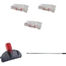 Normadia 3'lü Beyaz Islak Mop Takımı, Metal Sap ve Tutucu, 17 Cm, 350 G
