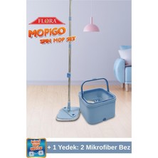 Normadia Mavi Spin Mop Seti, Kare Döner Başlıklı Islak ve Kuru Temizlik Seti