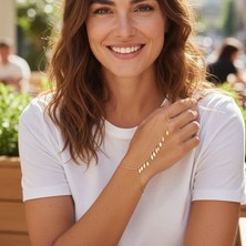 BURADABULDUN Yaprak Detaylı Altın Renk Şahmeran Bileklik - Kadın Zarif Şahmeran