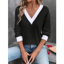 Veralya Kadın Uzun Kollu V Yakalı Waffle Bluz