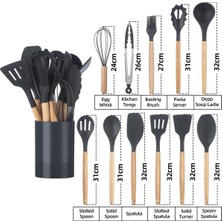 Normadia Siyah Bambu Silikon Mutfak Seti, 11 Parça, Dayanıklı ve Şık Tasarım