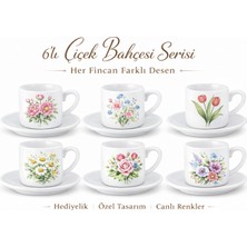 First Snowflake "çiçek Bahçesi" 6 Kişilik Lüks Porselen Türk Kahvesi Fincan Takımı