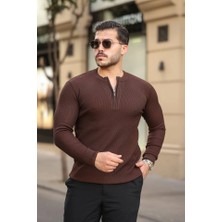 Veralya Erkek Fermuarlı Bisiklet Yaka Dokulu Uzun Kollu Triko