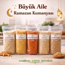 Büyük Aile Ramazan Kumanyası | Hasbihal Aktar Baharat – Doğal Açık Ürün (Baldo Pirinç, Bulgur, Kırmızı Mercimek, Nohut, Aşurelik Buğday)