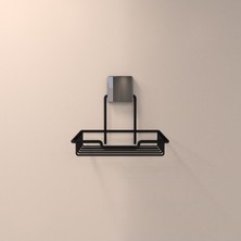 Normadia Şık Siyah Dekoratif Metal Banyo Sabunluk, Yapışkanlı, Modern Tasarım