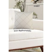 Emir-Ay@hometeks 4ADET Kapitoneli Kırlent Kılıfı , Yastık Kılıfı ( Leke Tutmayan Silinebilir Kumaş )
