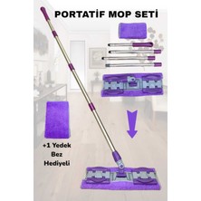 Normadia Mor Mikrofiber Temizlik Mop ve Yedek Bez Seti, Pratik ve Hijyenik Kullanım