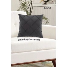 Emir-Ay@hometeks 4 ADET Kapitoneli Kırlent Kılıfı , Yastık Kılıfı ( Leke Tutmayan Silinebilir Kumaş )