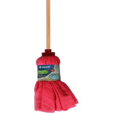 Normadia Fuşya Havlu Paspas Mop Large Ucu ve Ahşap Saplı Takım