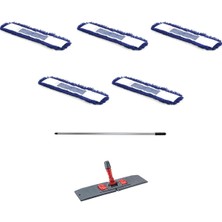 Normadia Mavi Statik Toz Mop Seti, 60 Cm, 5 Adet Mop, Tutucu ve Sapli, Temizlik Seti