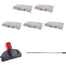 Normadia Dar Yedek Islak Mop Takımı, 5 Adet, Beyaz, Metal Saplı, 17 Cm, 450 gr
