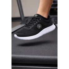 Ghattix Erkek Spor Ayakkabı Siyah - Beyaz Tekstil Malzemeden Günlük Kullanım İçin Düz Taban