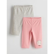 Lc Waikiki Yeni Sezon Bisiklet Yaka Baskılı Kız Çocuk Tayt 2'li