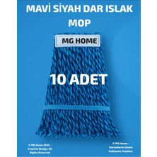 Normadia 10 Adet Mavi Siyah Dar Uyumlu Islak Mop Temizlik Arabası Seti