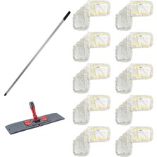 Normadia 10'lu Tablet Palet Nemli Yedek Mop Takımı, 40 Cm, Katlanır Aparat, Metal Vidalı Sap