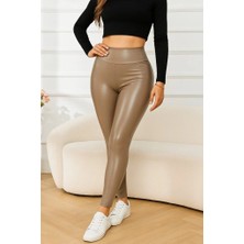 Veralya Kadın Yüksek Bel Deri Tayt