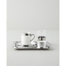 English Home Harmony Silver Stoneware Tek Kişilik Kahve Sunum Seti 100 ml Beyaz-Silver