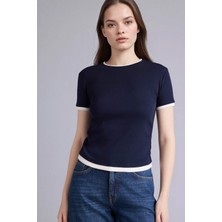 DeFacto %100 Pamuk Slim Fit Ribana Tişört F3504AX26SP