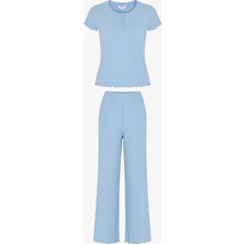 Penti Mavi Ella Kısa Kollu Pantolon Pijama Takımı