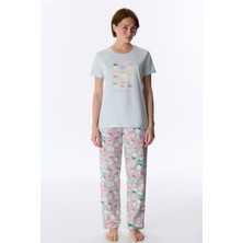 Penti Açık Mavi Sweet Breakfast Pamuklu Pantolon Pijama Takımı Kız Çocuk İçin Rahat Dokuma