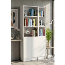 Yeti Mobilya FLAT85 Kitaplık 3 Kapaklı Kütüphane Beyaz