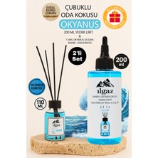 Ilgaz 2'li Set Okyanus Esintisi Bambu Yedek Likit Yedek Şişe 200 ml+ Ocean Çubuklu Oda Kokusu 110 ml