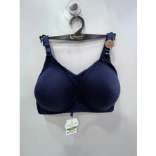 Nergiz Kadın Fitilli Önü Dantel Işlemeli Balensiz Toparlayıcı Lacivert Sütyen