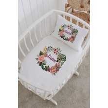 Lilabio Isme Özel %100 Pamuk Lastiksiz Park Yatak Çarşaf Seti (100X120) Renkli Çiçekler