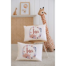 Lilabio %100 Pamuk Isme Özel 2li Ekru Bebek Yastık Kılıfı 35X45 Cm-Deniz Canlıları