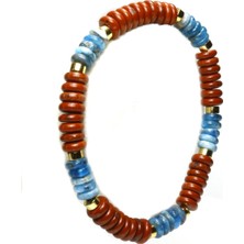 Ilgın Doğal Taş Takı Kırmızı Jasper ve Apatit Doğal Taş Bileklik - 24 Ayar Altın Kaplama